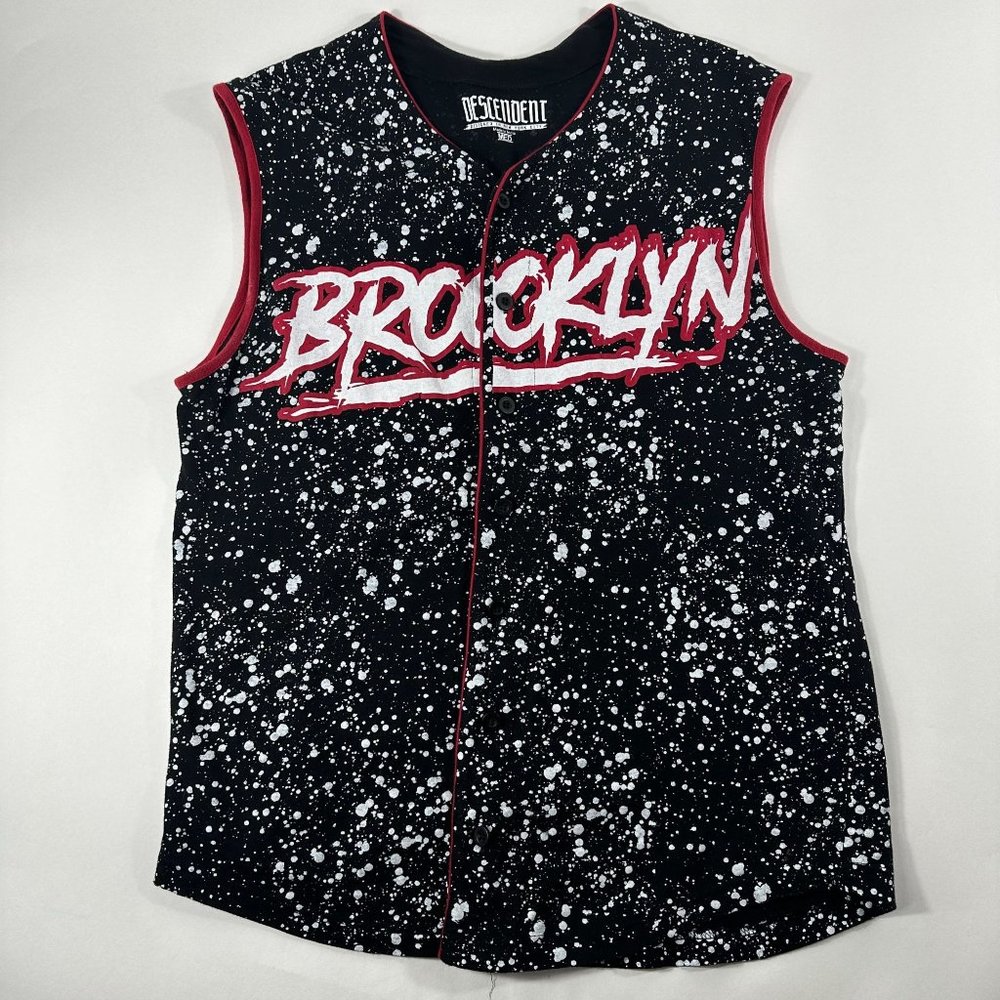 Descendents Men's Splash paint Oversized Vest Brooklyn Jersey Sz M Black